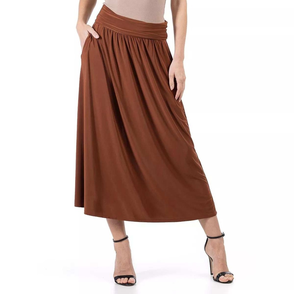 24seven Comfort‎ Apparel Foldover Maxi Skirt Casual Flowy Small NWOT Chic Boho